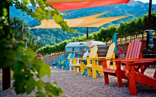Colorful Adirondack chairs