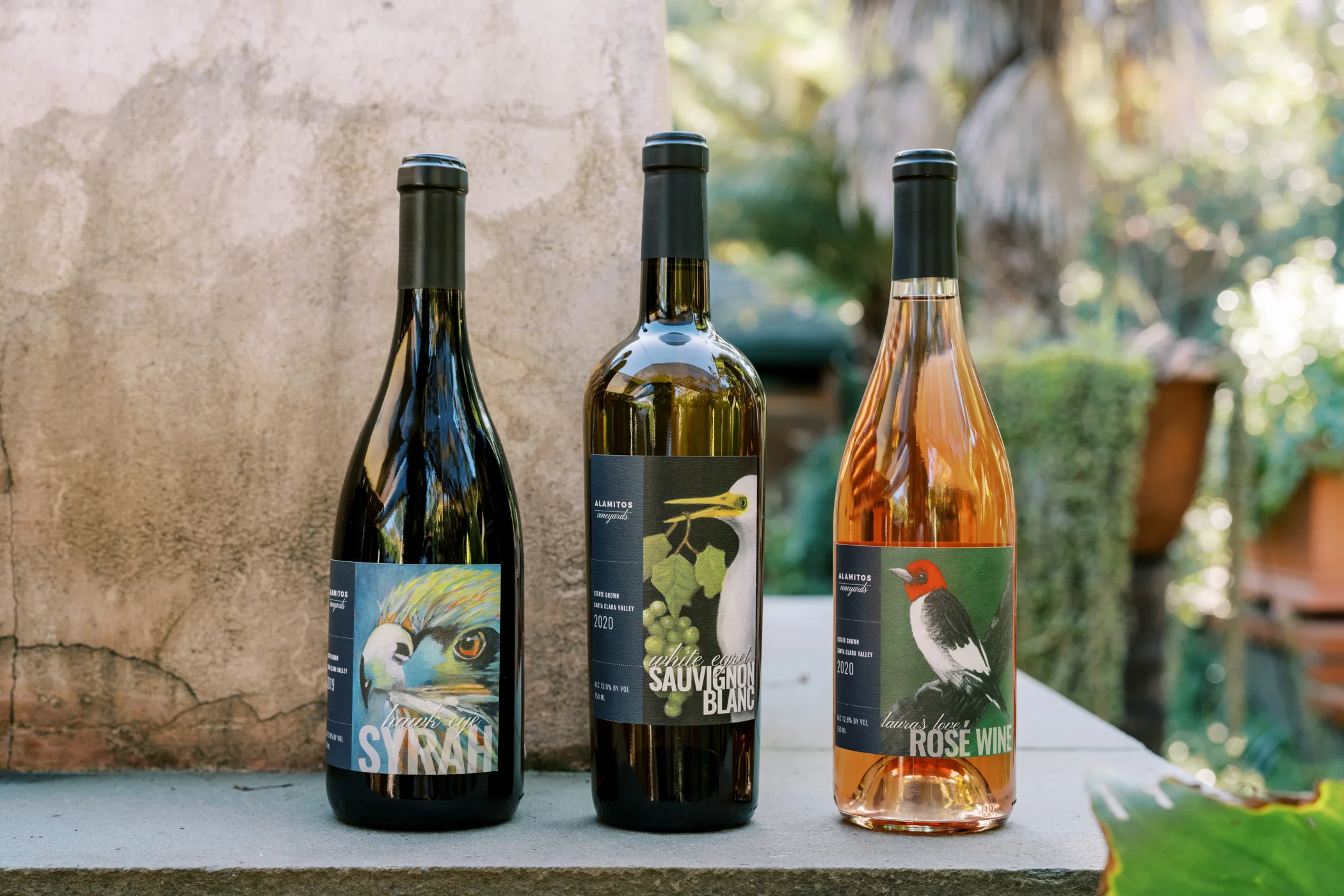 Three bottles of Alamitos wine