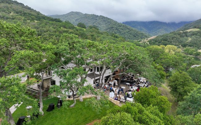 Aerial view of Alamitos Vineysards during an event