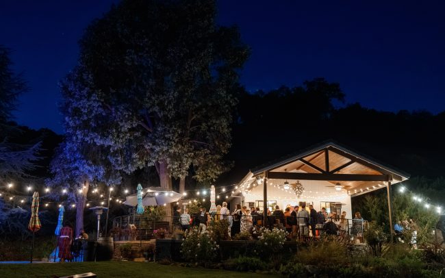 Alamitos tasting room at night during an event